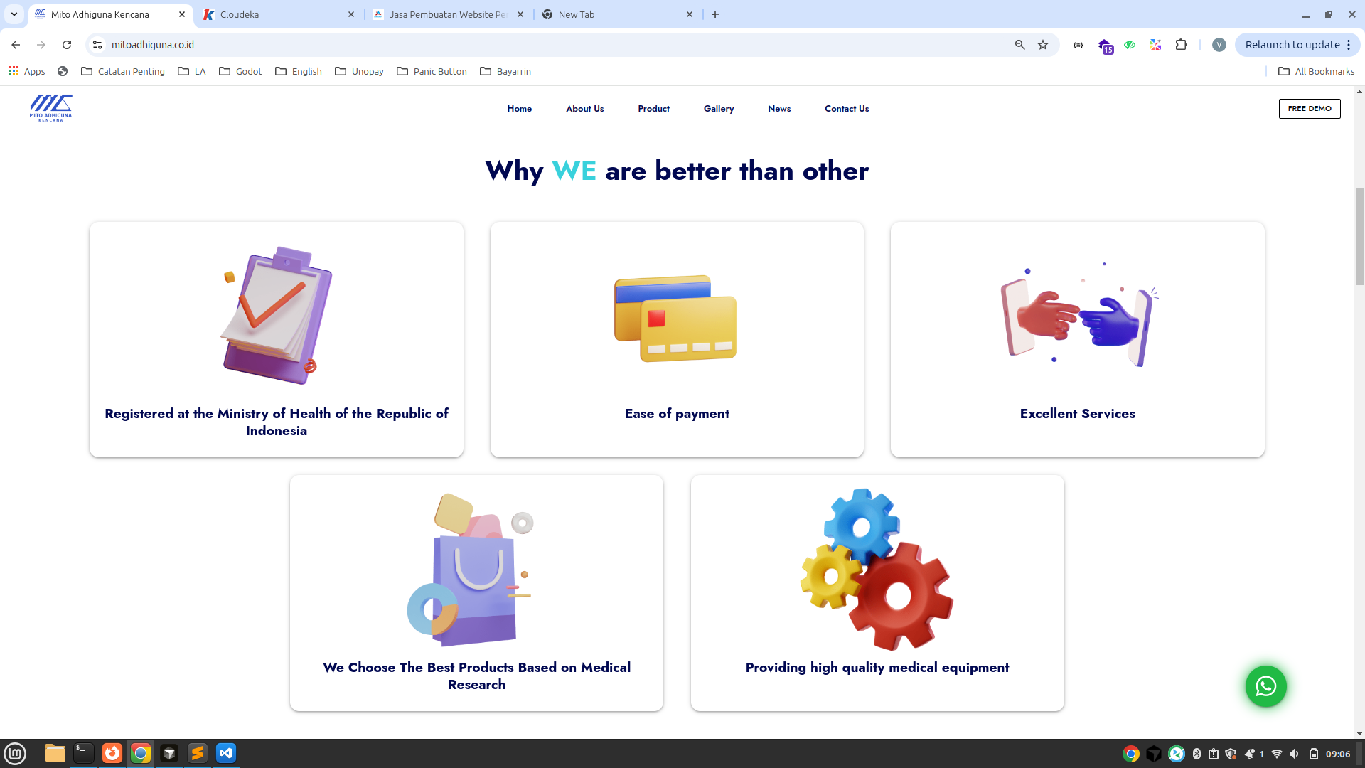 Website Mito Adhiguna - UX/UI Modern untuk Katalog Produk Medis