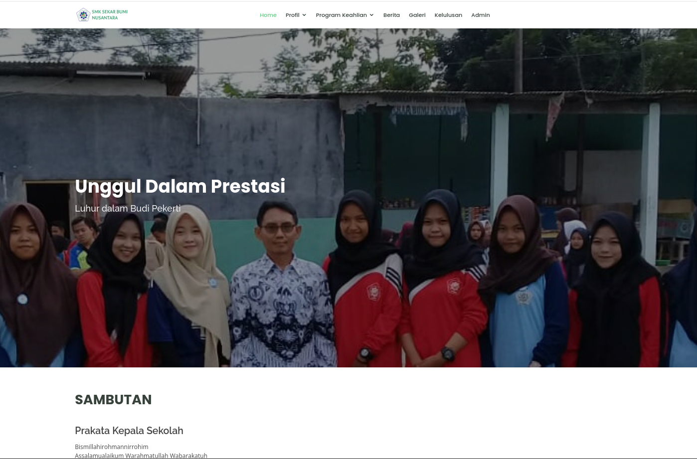 Website Sekolah + Sistem Manajemen + LMS untuk SMK Sekar Bumi Nusantara - Portofolio Arrazy Inovasi