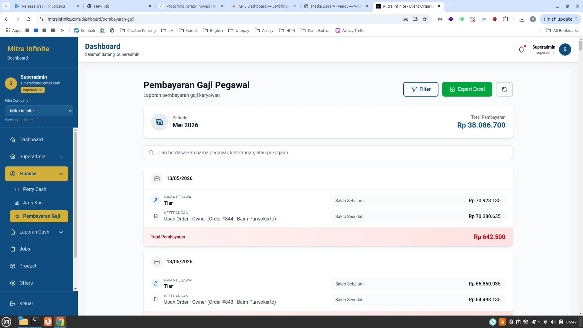 Dashboard Pembayaran Gaji