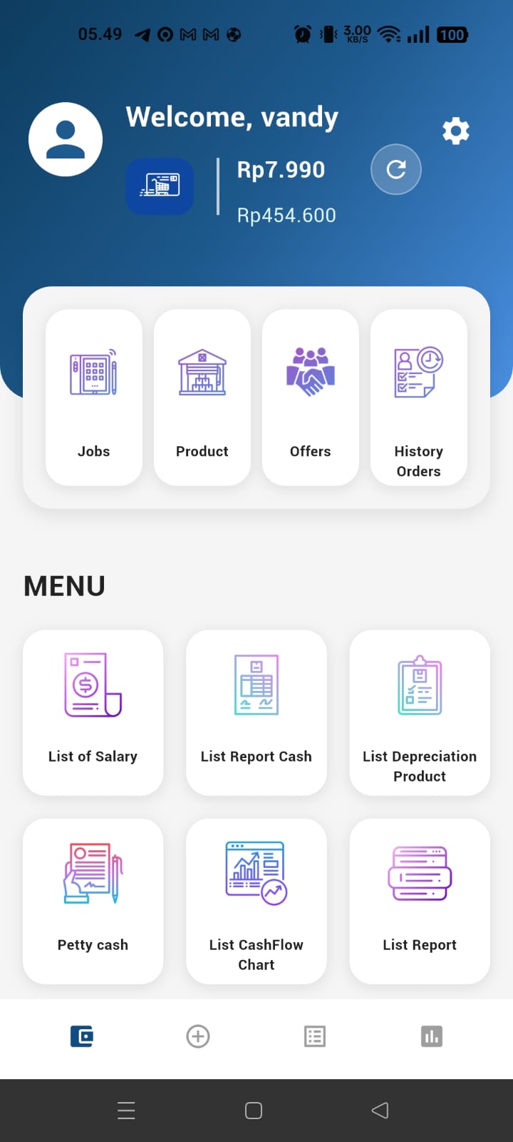 Main Menu Aplikasi Mobile