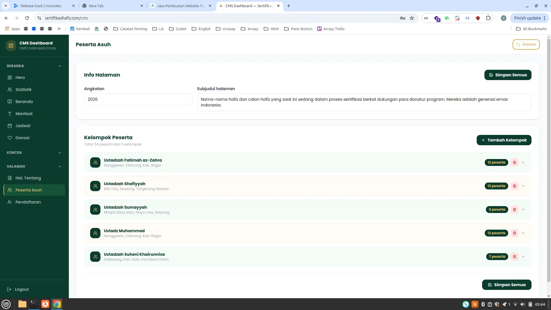 Admin - List Peserta
