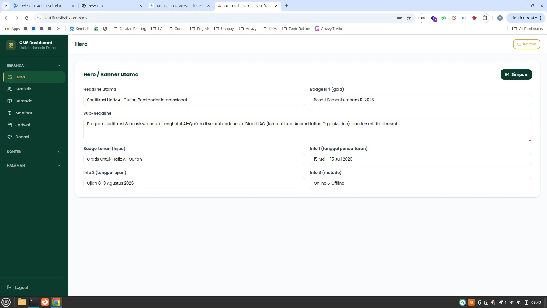Admin - Menu Utama